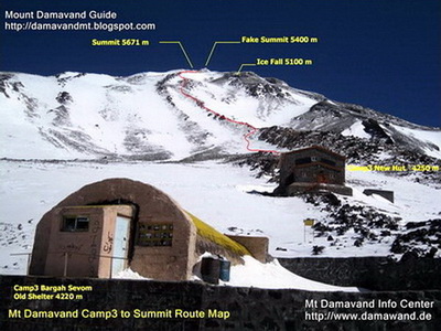 Mount Damavand Third Camp - Bargah Sevom - Old Shelter and the New Hut